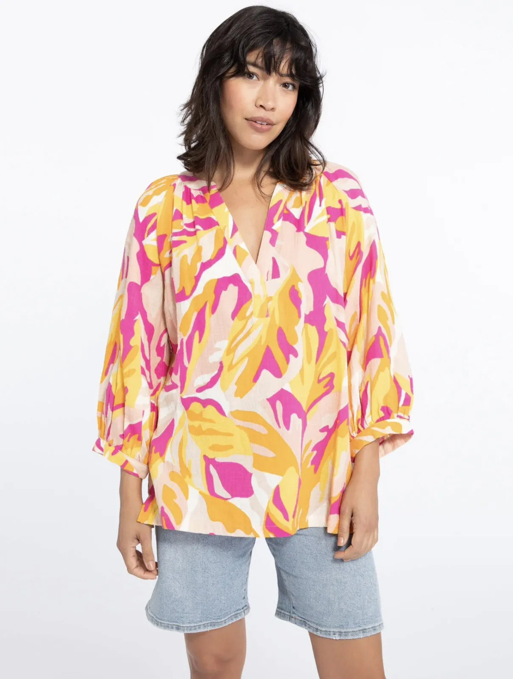 Sanctuary Island Tunic Make A Splash Oversized V Neck Lightweight L NWT(b31.5)
